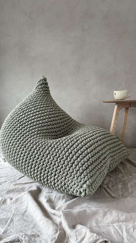 Chunky Knitted Bean Bag | LIGHT OLIVE