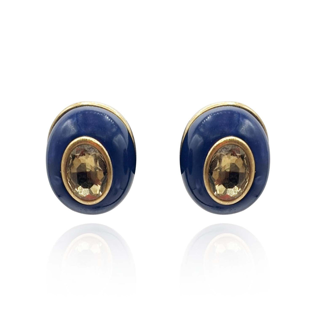 Stephanie Lapis Resin Pierced Earring With Topaz Glass Stone