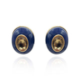 Stephanie Lapis Resin Pierced Earring With Topaz Glass Stone