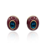 Stephanie Brown Resin Pierced Earring With Sapphire Glass Stone