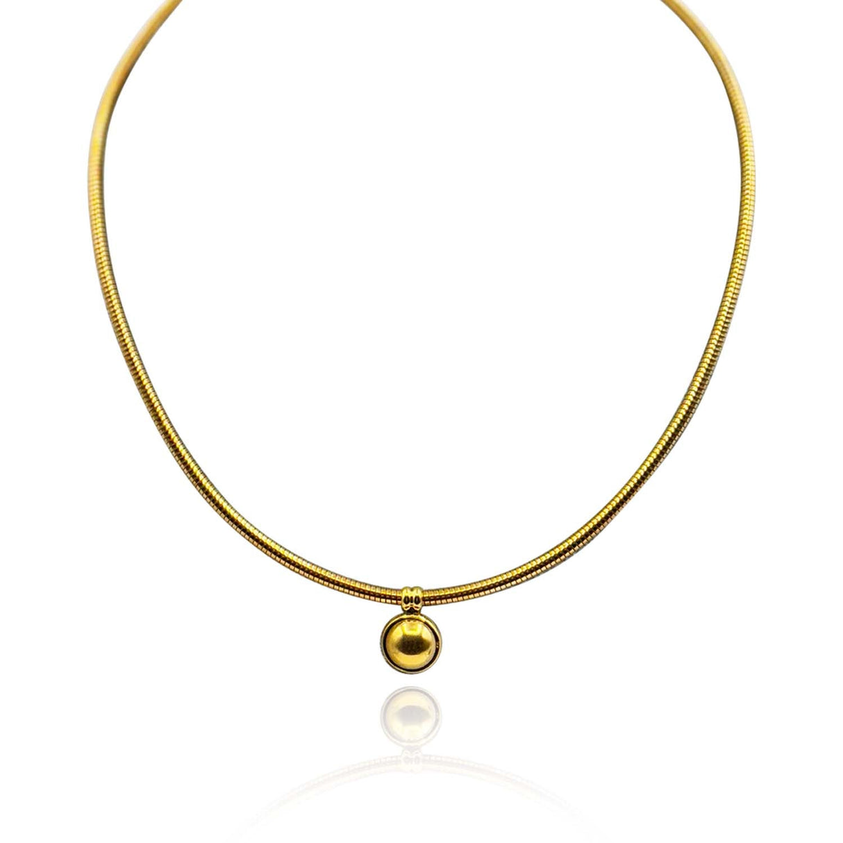 Gold Cobra Chain With Half Dome Pendant