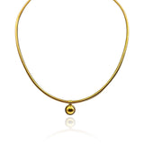 Gold Cobra Chain With Half Dome Pendant