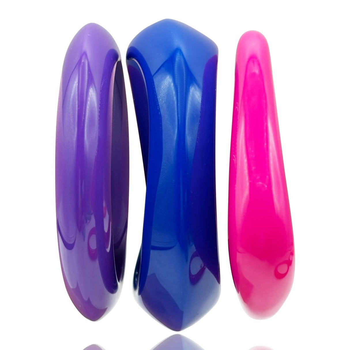 Purple and Navy and Fuschia Three Piece Resin Bangle Set