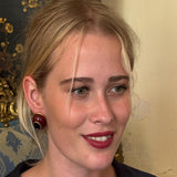 Stephanie Brown Resin Pierced Earring With Sapphire Glass Stone