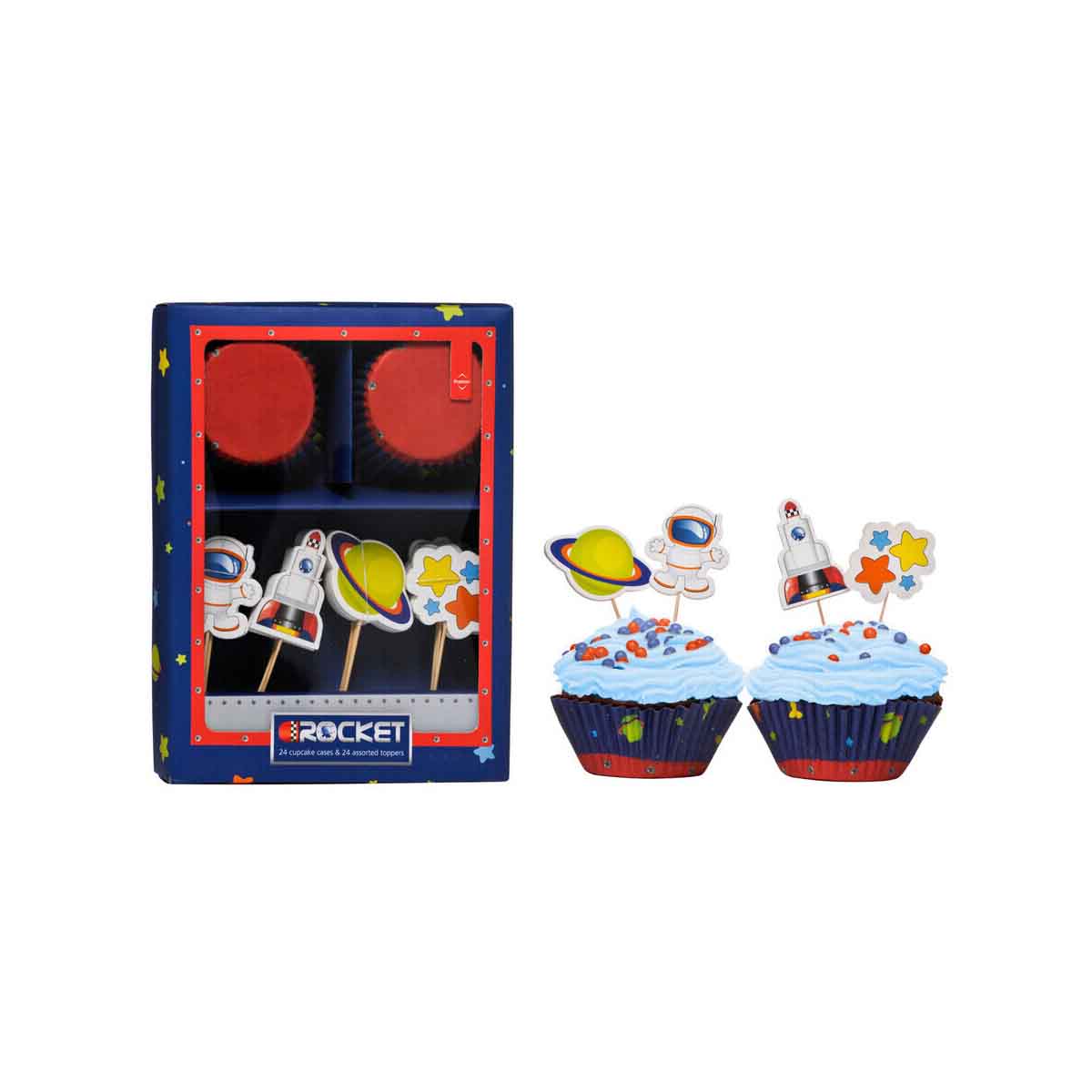 Rocket Cupcake Cases And Toppers Set