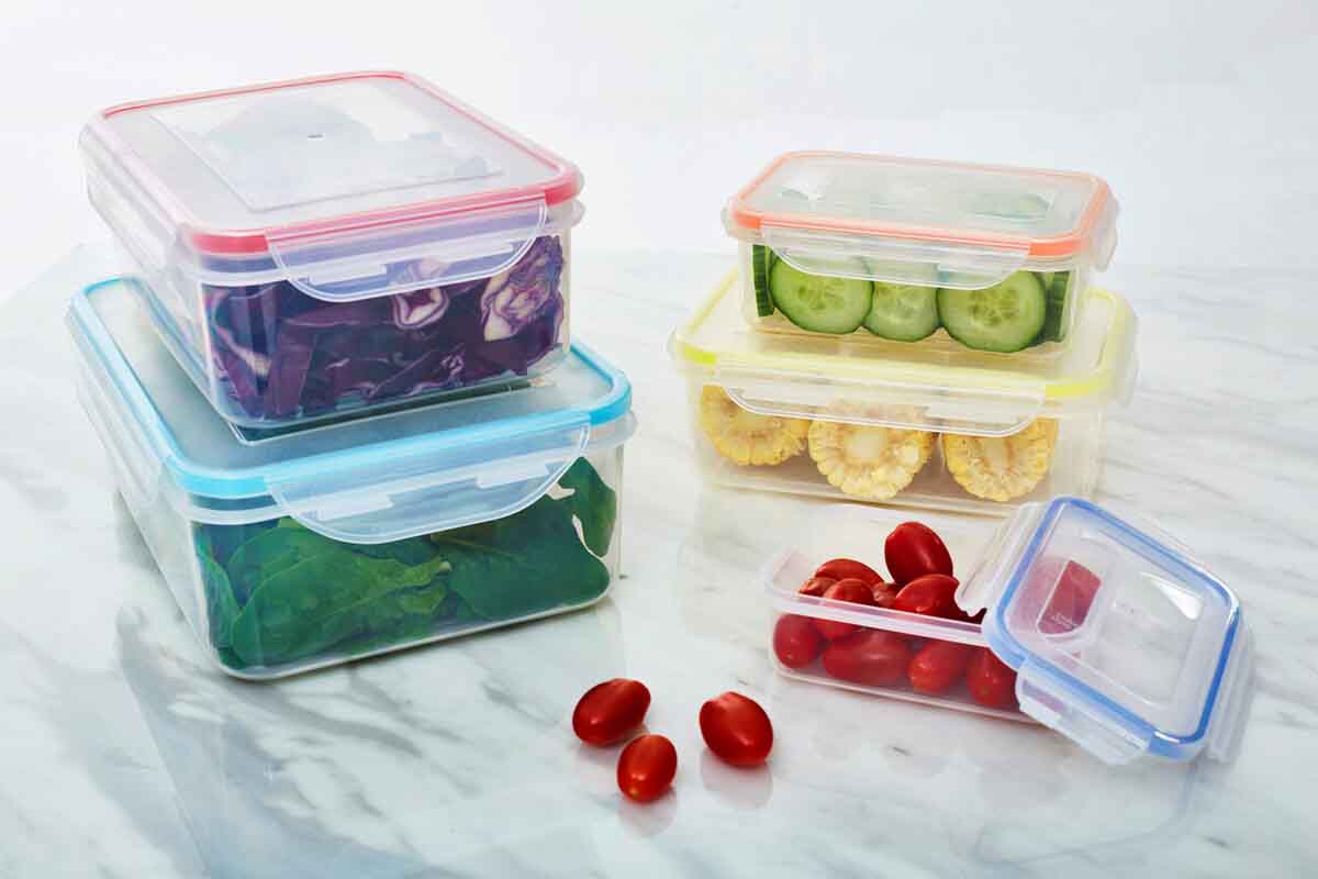Herrela 5pc Rectangular Food Containers with Airtight Lids