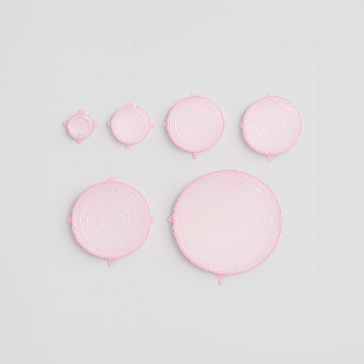 Set Of Six Zing Pink Silicone Lids