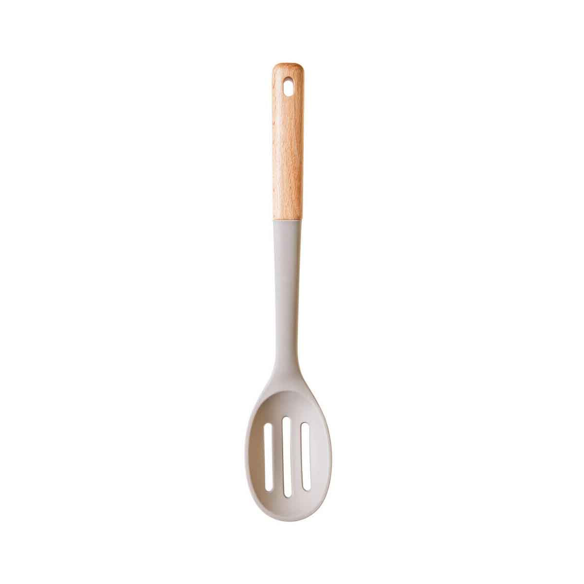 Nova Stone Grey Silicone Head Slotted Spoon