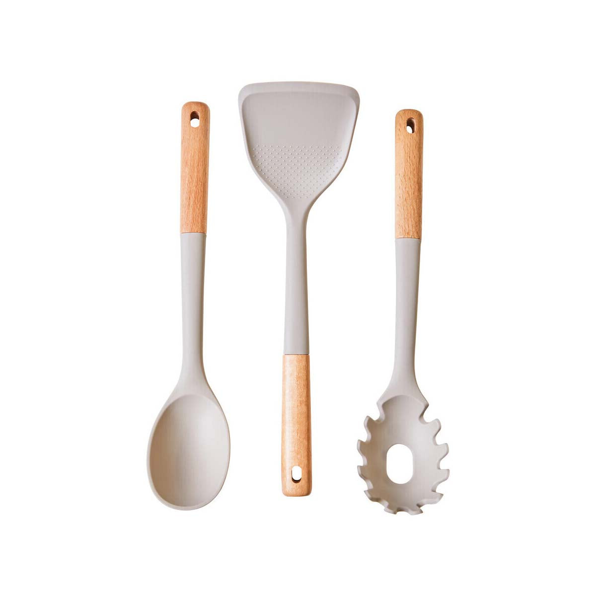 Nova 3pc Kitchen Tool Set with Stone Grey Silicone Heads