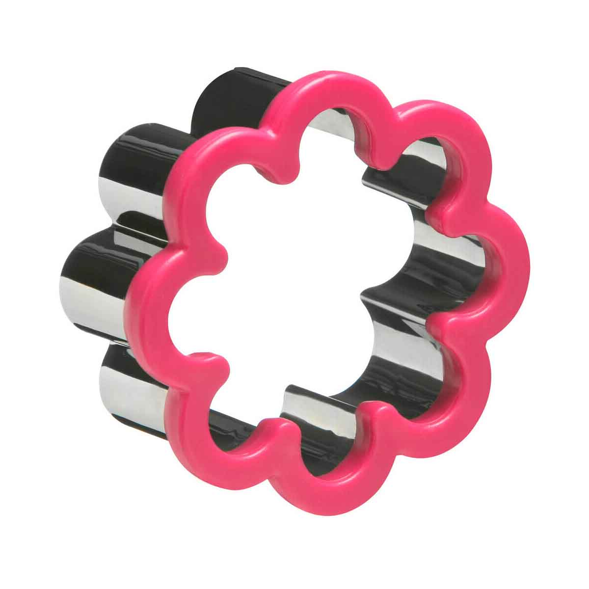 Large Stainless Steel and Hot Pink ABS Flower Shape Cookie Cutter