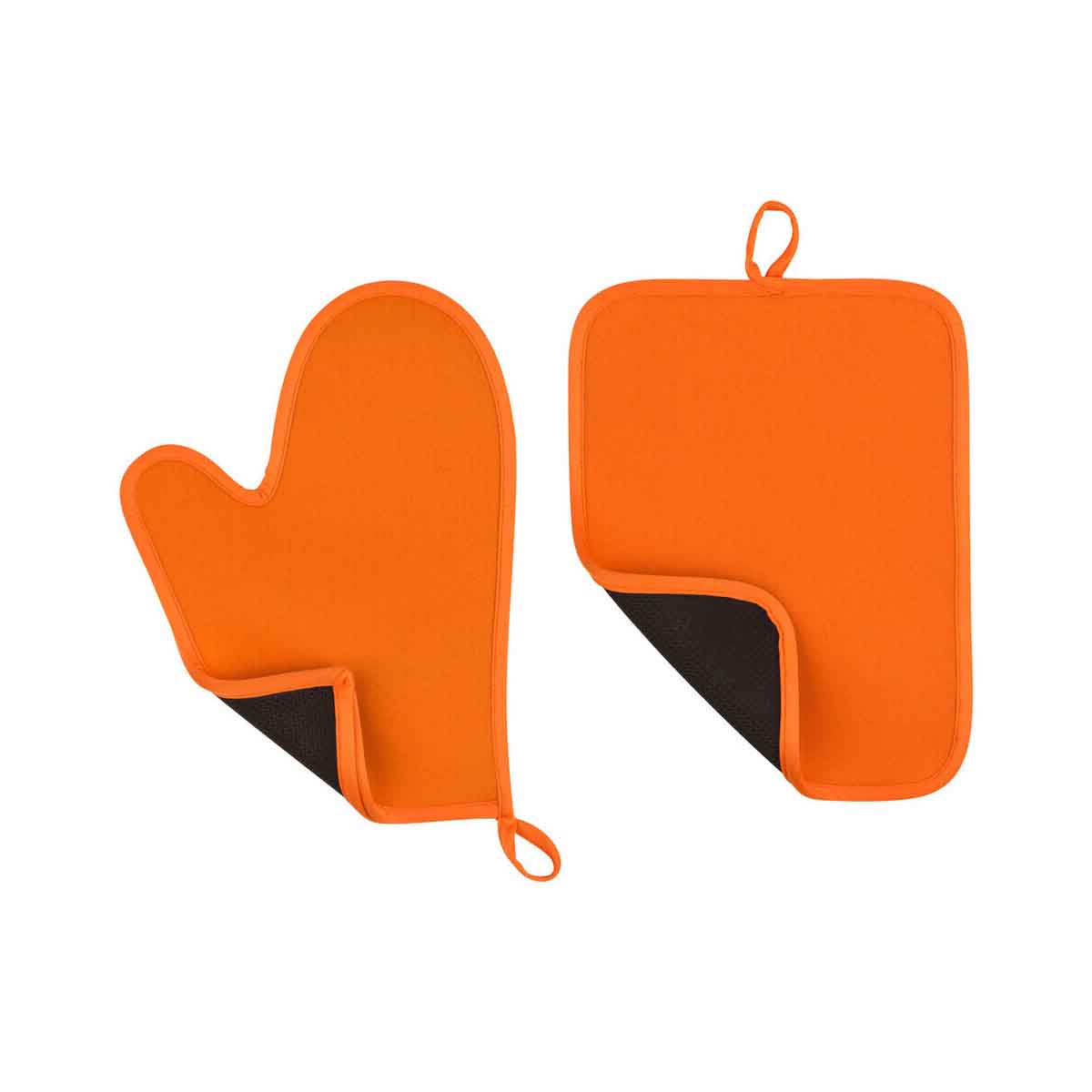 Orange Neoprene Oven Glove And Pot Holder Set