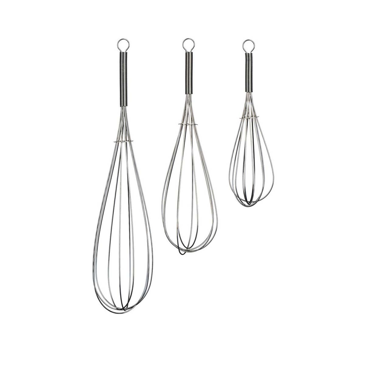 Set of 3 Karim Chrome Finish Whisks