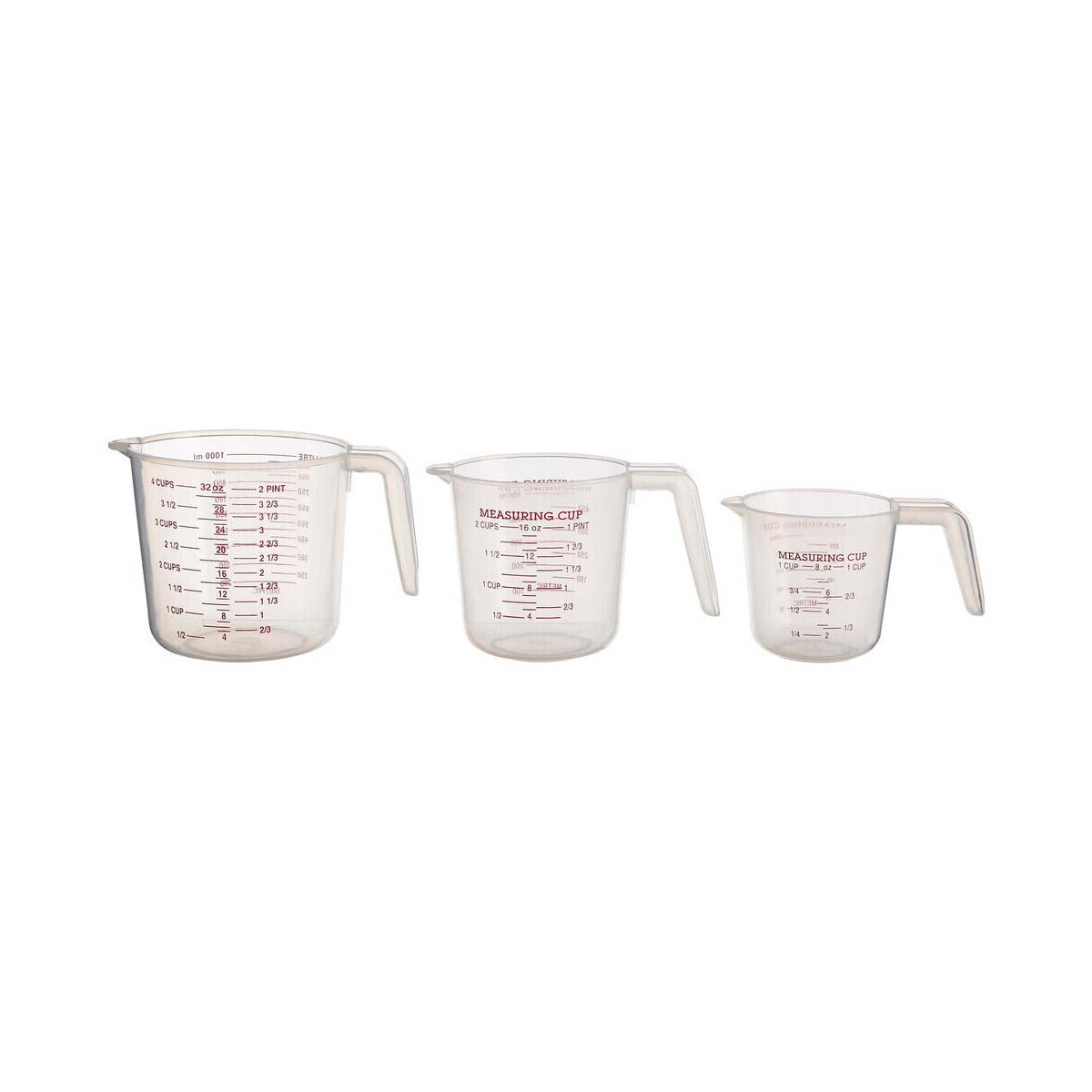 Guluna Set of Three Clear Plastic Measuring Jugs