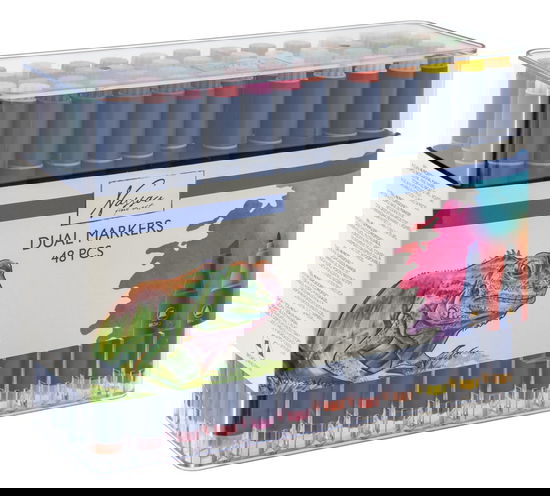 Round Dual Markers, 48 Pcs in Transparent Box