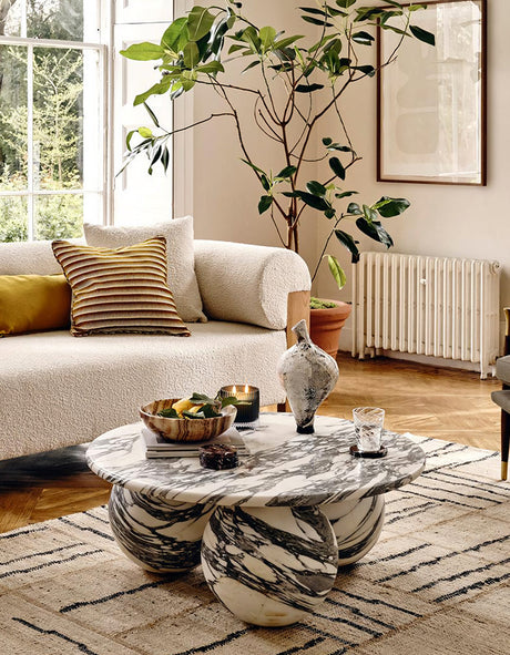 Abdurrahman Round Coffee Table, All Marble