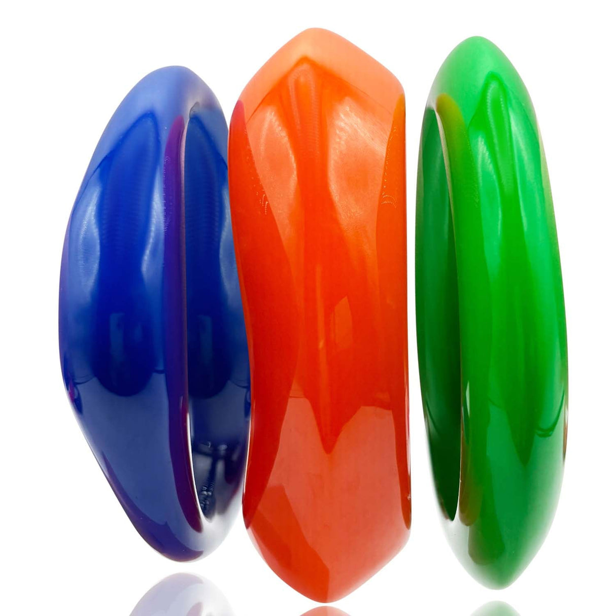 Navy and Orange and Bright Green Three Piece Resin Bangle Set