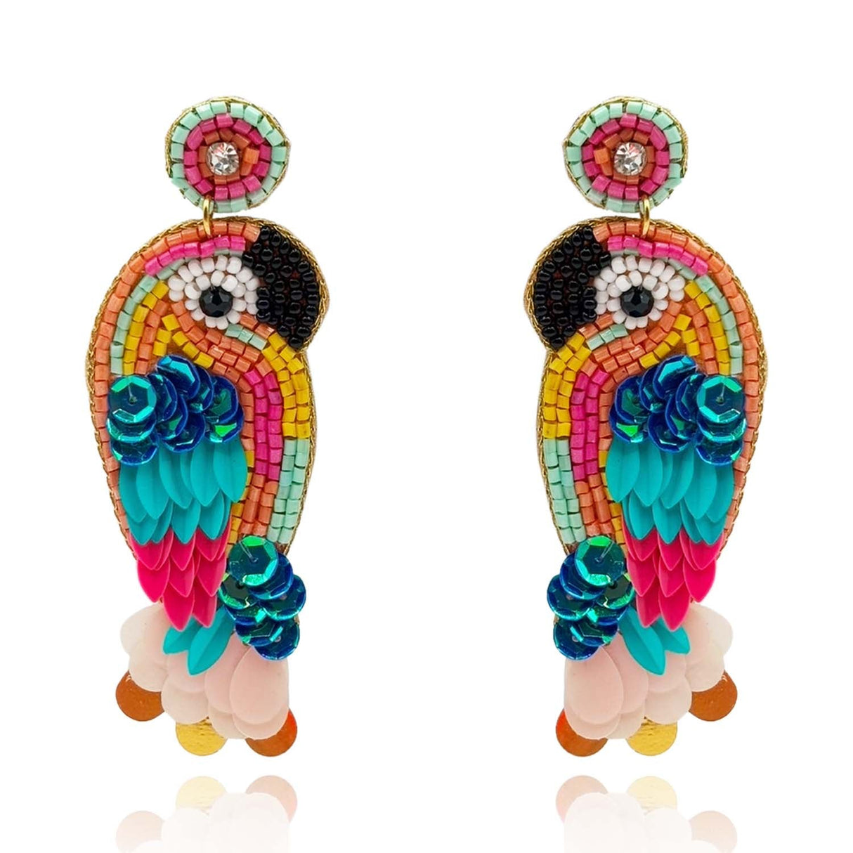 Hand Beaded Parrot Earrings