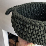 Crochet Flat Basket, Small | OLIVE GREEN