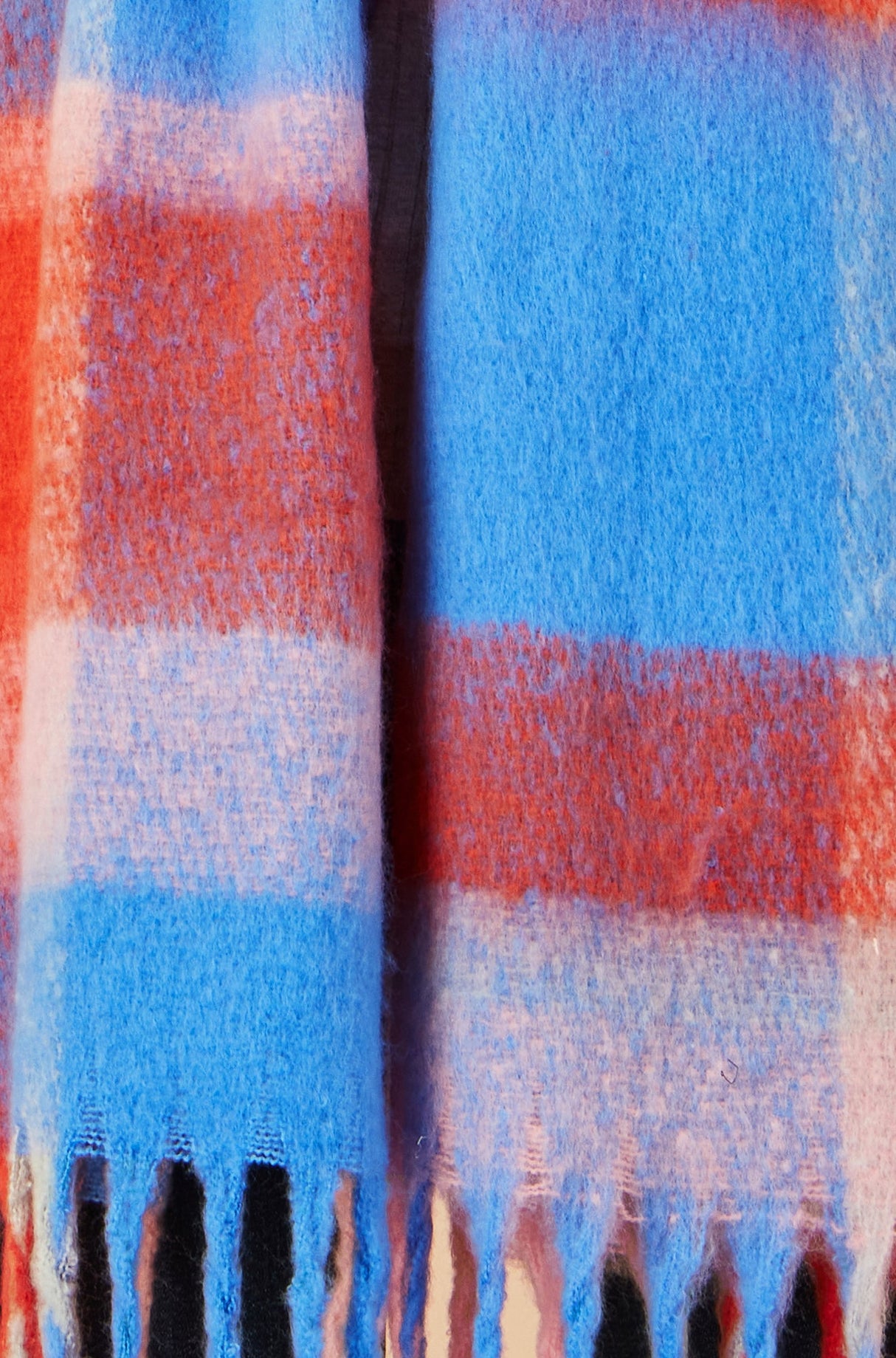 Yumi Orange And Black Check Soft Scarf