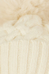 Yumi White Cable Knit Bobble Hat