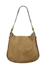 Yumi Tan Faux Suede Stitching Detail Bag