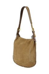 Yumi Tan Faux Suede Stitching Detail Bag