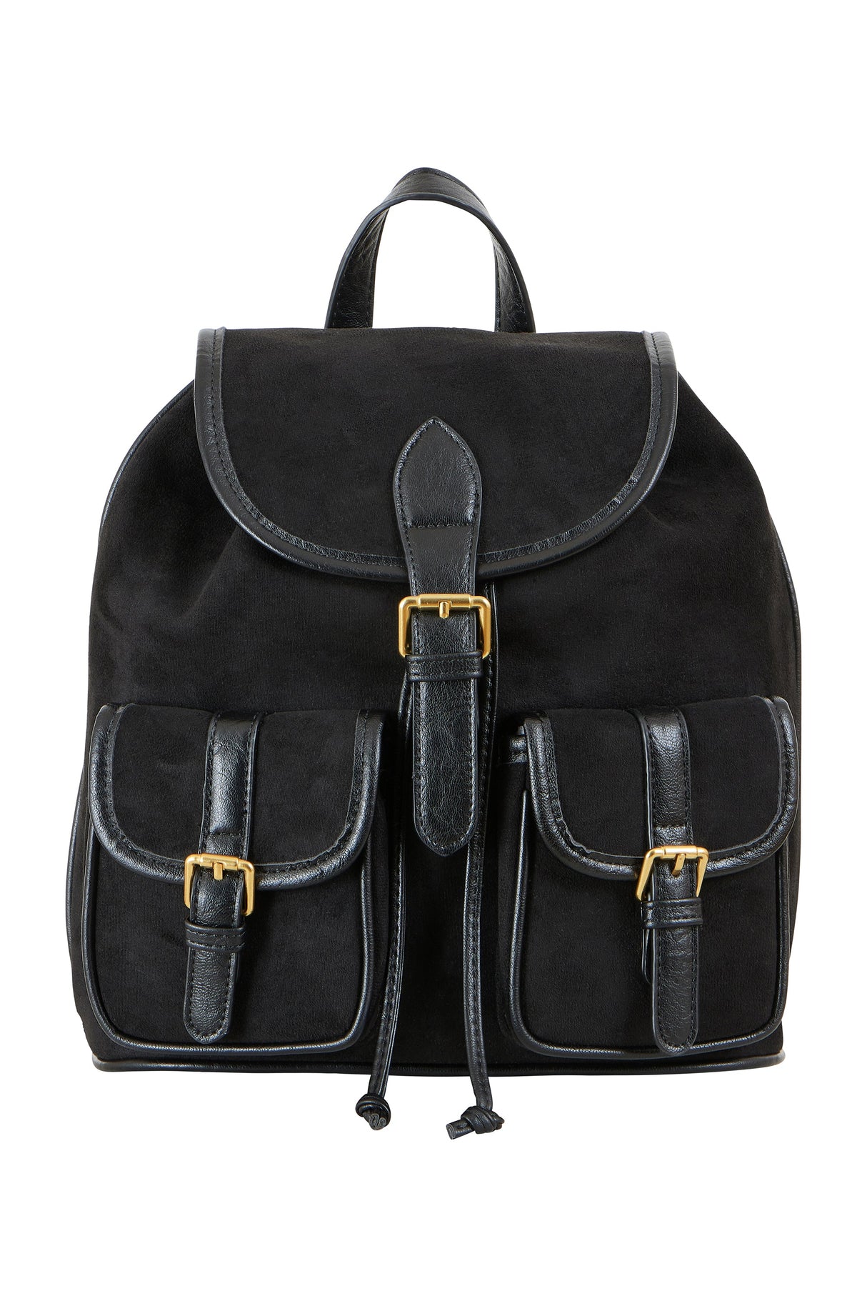 Yumi Black Faux Suede Pocket Rucksack