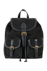 Yumi Black Faux Suede Pocket Rucksack