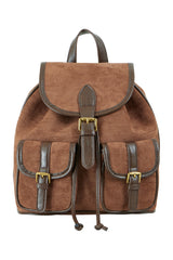 Yumi Tan Faux Suede Pocket Rucksack