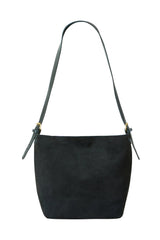 Yumi Black Faux Suede Bag With Inside Pouch