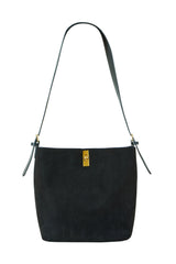 Yumi Black Faux Suede Bag With Inside Pouch