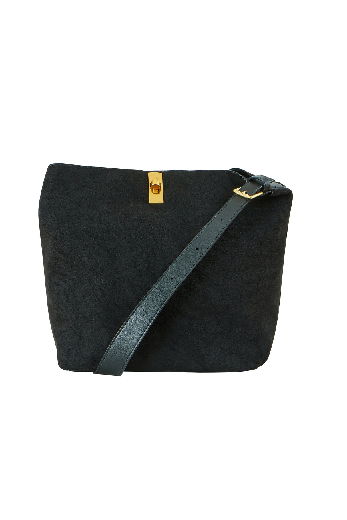 Yumi Black Faux Suede Bag With Inside Pouch