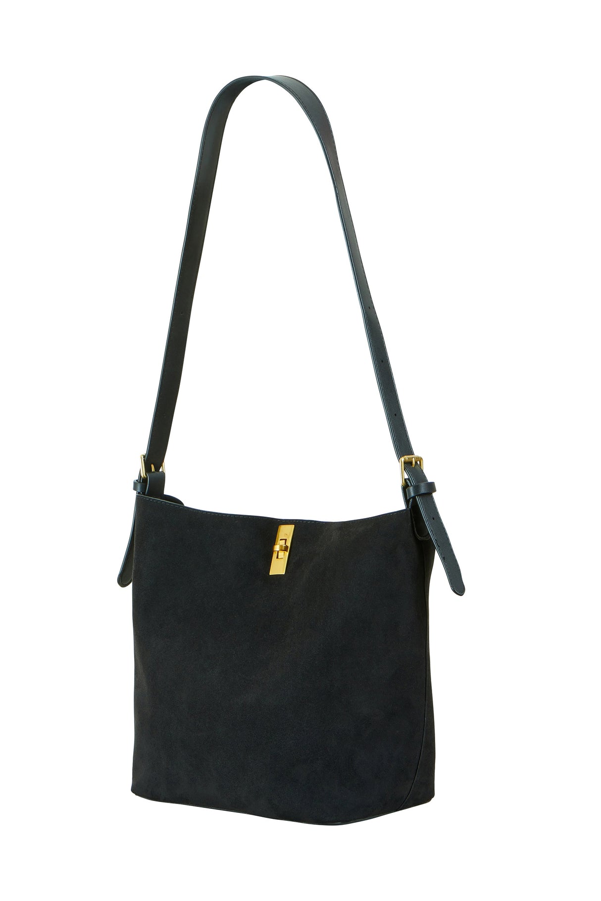Yumi Black Faux Suede Bag With Inside Pouch