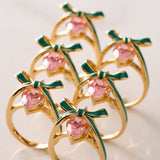 Amelia Bow Ring Emerald, Blush Pink & Gold