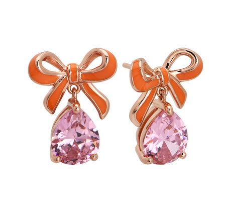 Amelia Bow Earrings Coral, Blush Pink & Rose Gold
