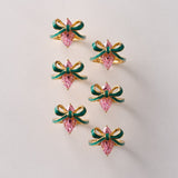Amelia Bow Ring Emerald, Blush Pink & Gold