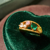 Sofia Cluster Ring Flamingo & Gold