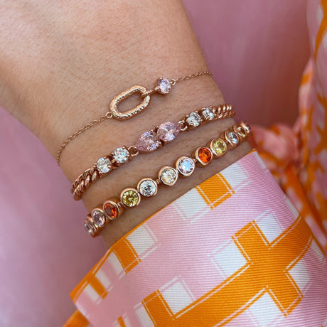 Dotty Tennis Bracelet, Sunset & Rose Gold