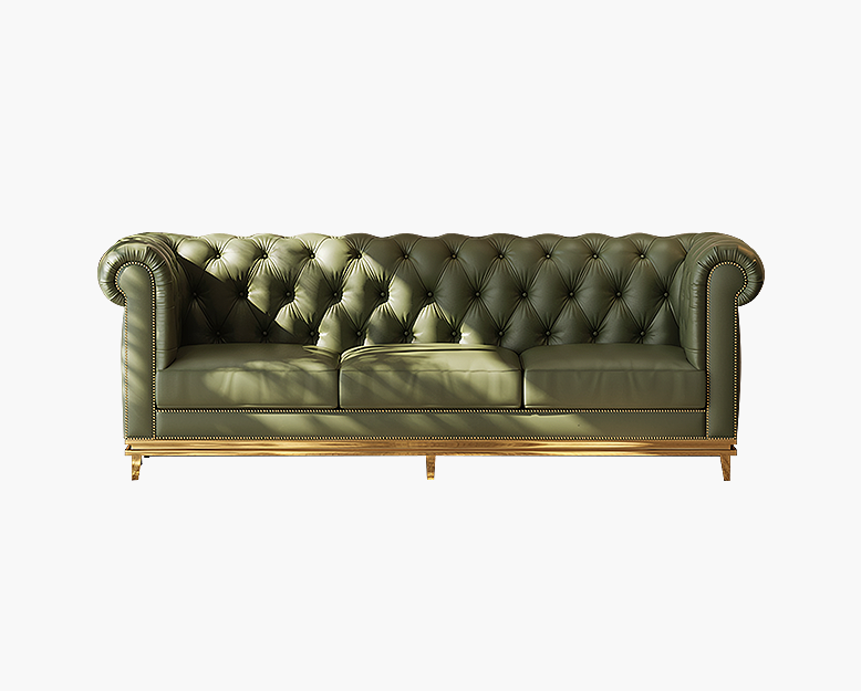 Abbado Chesterfield Three Seater Sofa, Real Leather