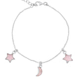 Amelia Rose Quartz Star & Moon Charm Bracelet | 925 Sterling Silver