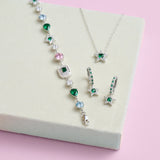 Celeste Mini Star Necklace Emerald Green & Silver