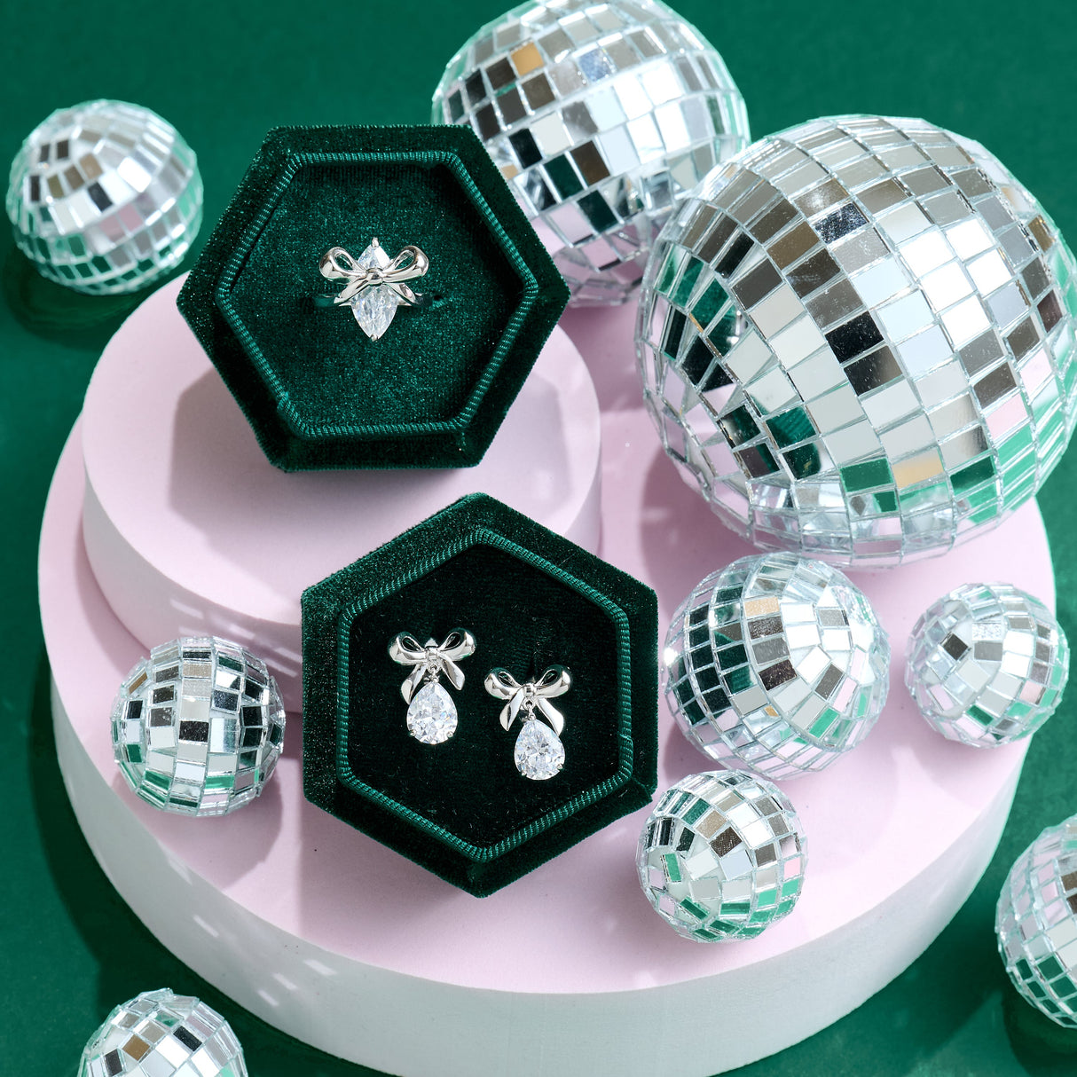 Amelia Bow Stud Earrings Clear Cubic Zirconia & Silver (Pre-Order)