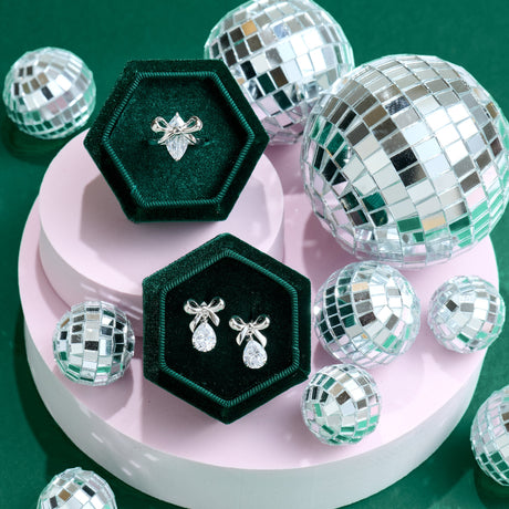 Amelia Bow Stud Earrings Clear Cubic Zirconia & Silver (Pre-Order)