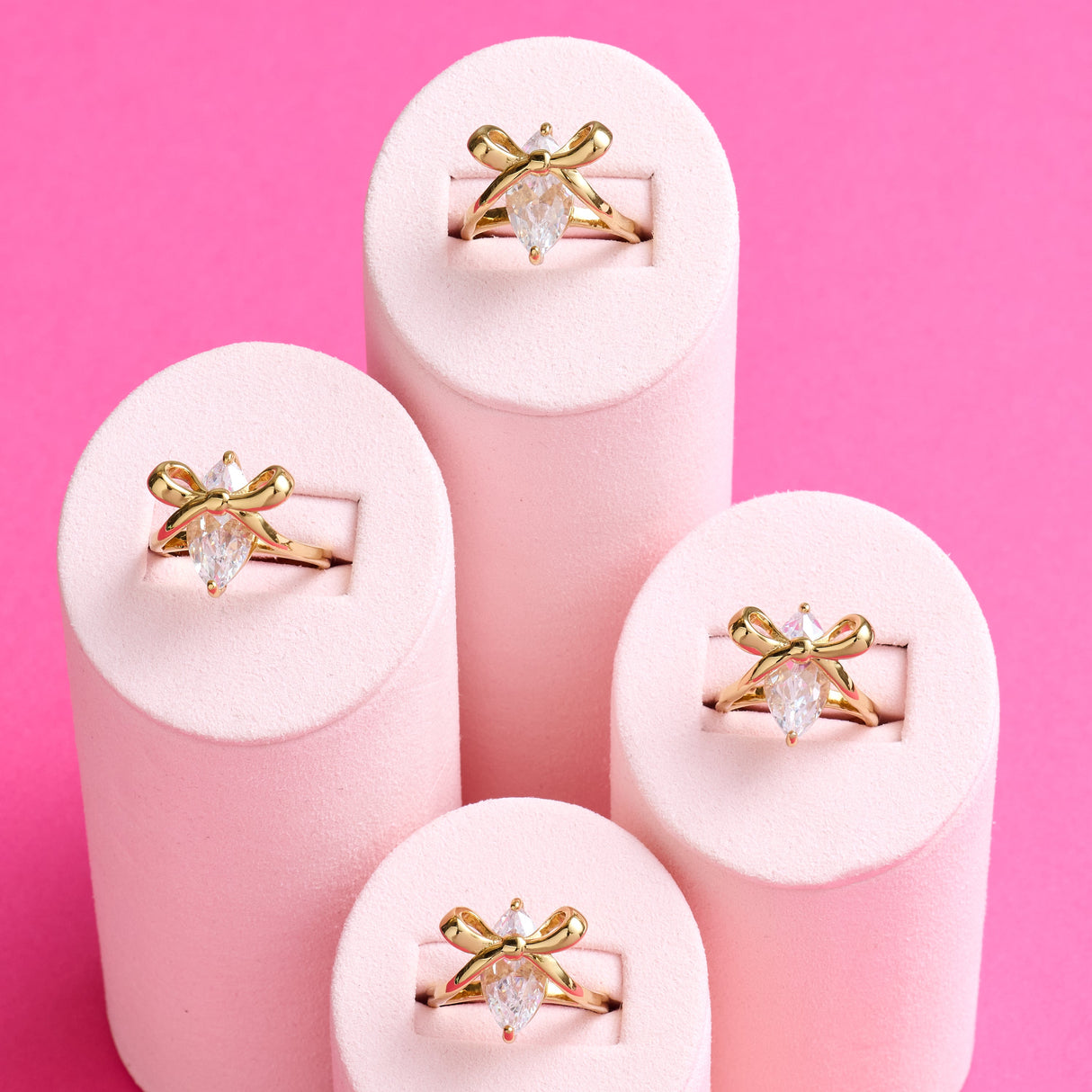 Amelia Bow Ring Clear Cubic Zirconia & Gold