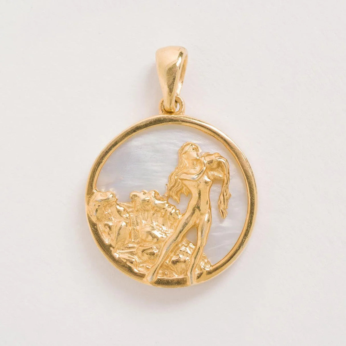 Aquarius, Gold Zodiac Pendant