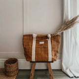 Canvas Tote Bag - Window Pane, Pecan