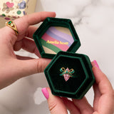 Amelia Bow Ring Emerald, Blush Pink & Gold