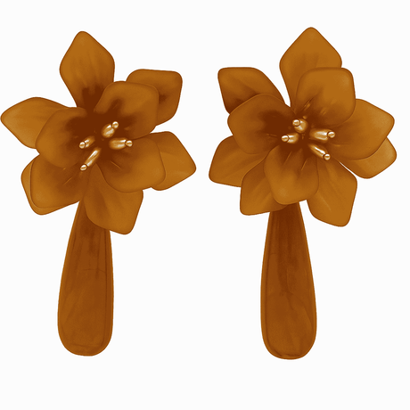 Flora Carnelian Resin Flower Clip Earrings