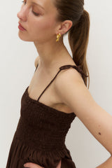 THE BILLIE DRESS - BROWN COTTON