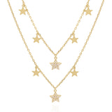 Blake Double Row Star Necklace | 18k Gold Plated